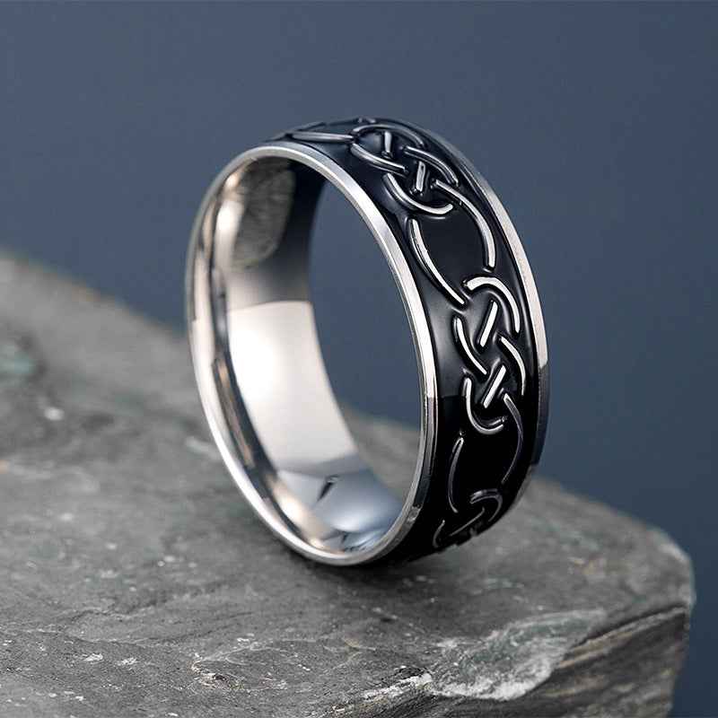 Direct Selling Stainless Steel Simple Knot Pattern Titanium Steel Ring Men And Women Personality Punk Retro Ring - Image 4